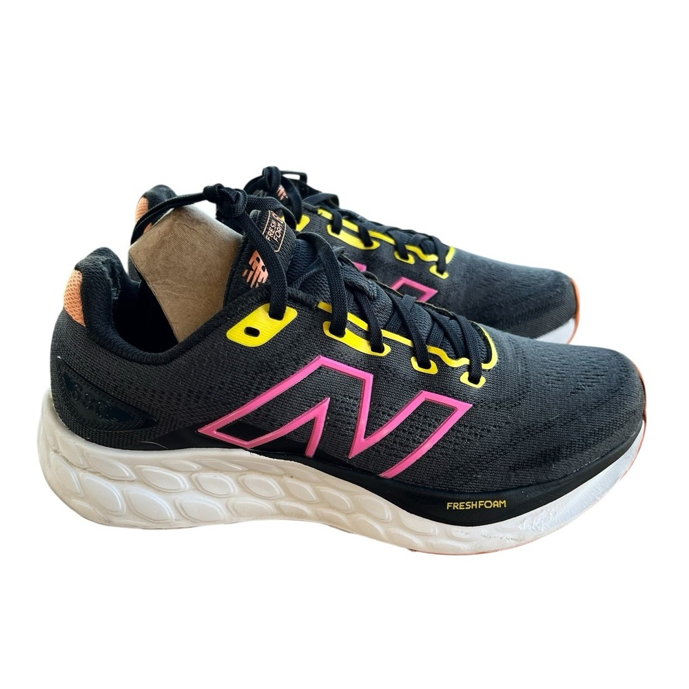 New Balance Fresh Foam 680 Womens 7.5B Running Shoes Black Pink Yellow